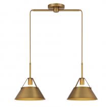 Savoy House Meridian CA M100107NB - 2-Light Linear Chandelier in Natural Brass