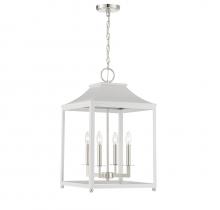 Savoy House Meridian CA M30009WHPN - 4-Light Pendant in White with Polished Nickel