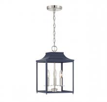 Savoy House Meridian CA M30013NBLPN - 3-Light Pendant in Navy Blue with Polished Nickel