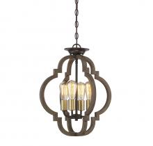 Savoy House Meridian CA M60001-96 - 4-Light Convertible Semi-Flush or Pendant in Barrelwood with Brass