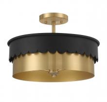 Savoy House Meridian CA M60072MBKNB - 3-Light Ceiling Light in Matte Black and Natural Brass