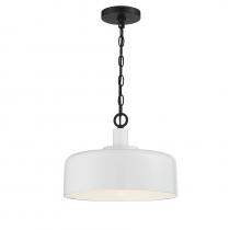 Savoy House Meridian CA M70103WHBK - 1-Light Pendant in White with Black