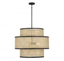 Savoy House Meridian CA M7016MBK - 3-Light Pendant in Natural Cane with Matte Black