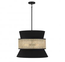 Savoy House Meridian CA M7017MBK - 3-Light Pendant in Matte Black with Natural Cane