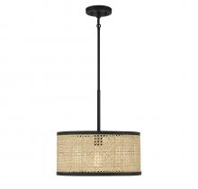 Savoy House Meridian CA M7018MBK - 1-Light Pendant in Natural Cane with Matte Black