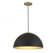 Savoy House Meridian CA M7024MBKNB - 1-Light Pendant in Matte Black with Natural Brass