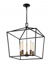 Matteo Lighting C61705RB - Scatola Rusty Black & Aged Gold Brass accents Chandelier