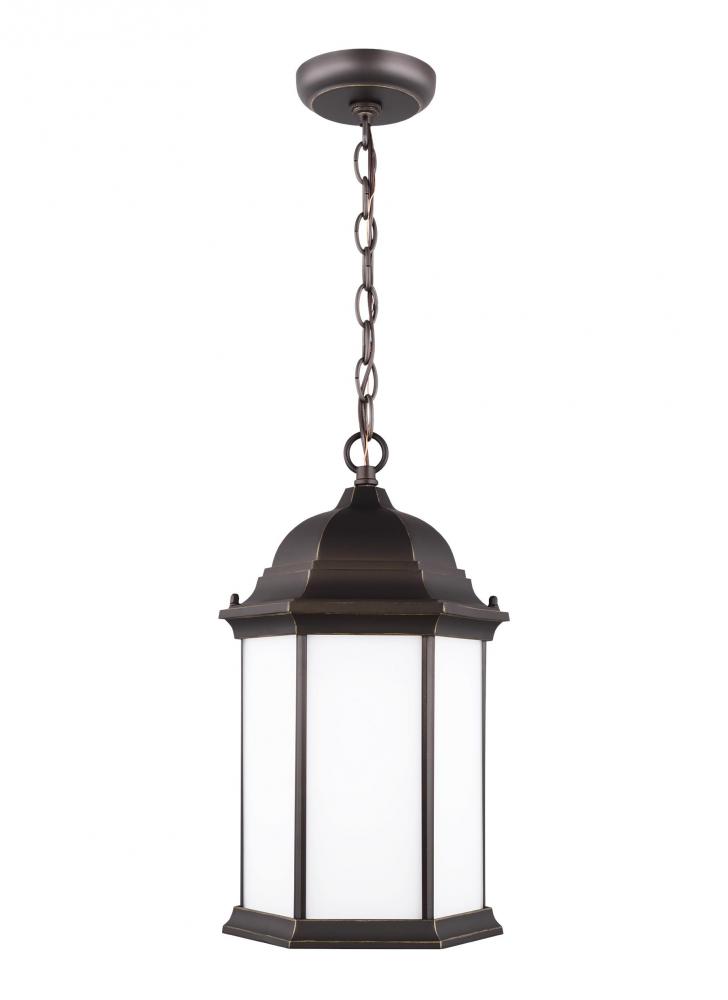 Sevier traditional 1-light outdoor exterior ceiling hanging pendant in antique bronze finish with sa