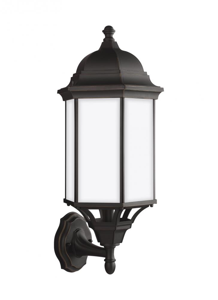 Sevier traditional 1-light outdoor exterior large uplight outdoor wall lantern sconce in antique bro