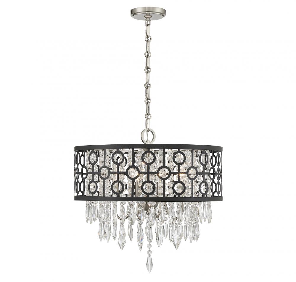 Rory 4-Light Pendant in Matte Black with Satin Nickel