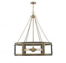 Savoy House Canada 1-1491-6-170 - Lakefield 6-Light Pendant in Burnished Brass with Walnut
