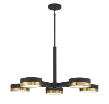Savoy House Canada 1-1635-5-143 - Ashor 5-Light LED Chandelier in Matte Black with Warm Brass Accents