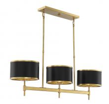 Savoy House Canada 1-187-3-143 - Delphi 3-Light Linear Chandelier in Matte Black with Warm Brass Accents