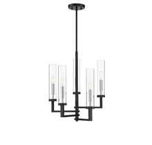 Savoy House Canada 1-2135-5-67 - Folsom 5-Light Adjustable Chandelier in Matte Black with Polished Chrome Accents