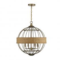 Savoy House Canada 7-7773-4-177 - Boreal 4-Light Pendant in Burnished Brass with Rattan