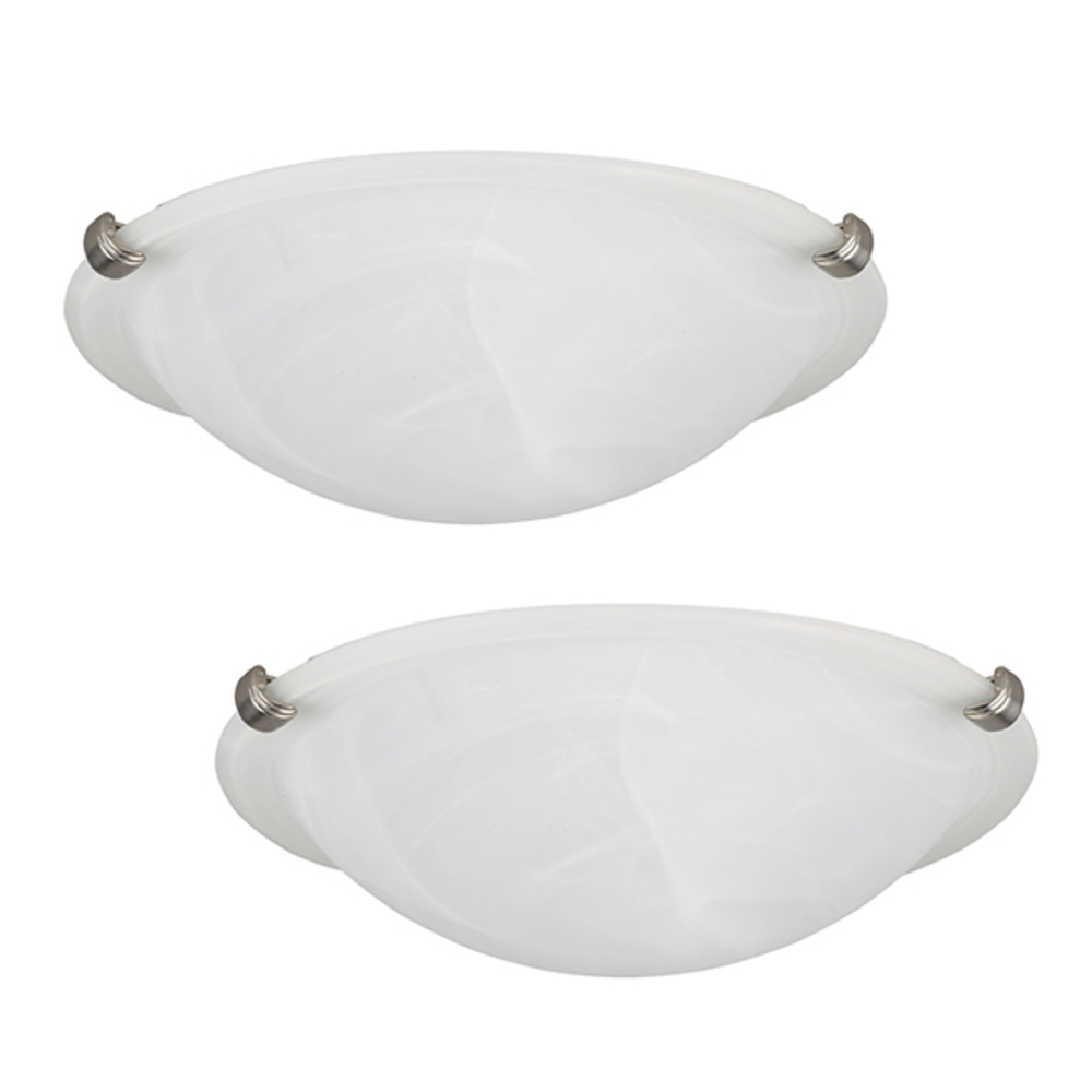 Fmount, Twinpack, 12" 2 Bulb Clip Flushmount, Alabaster Glass, 60W Type A