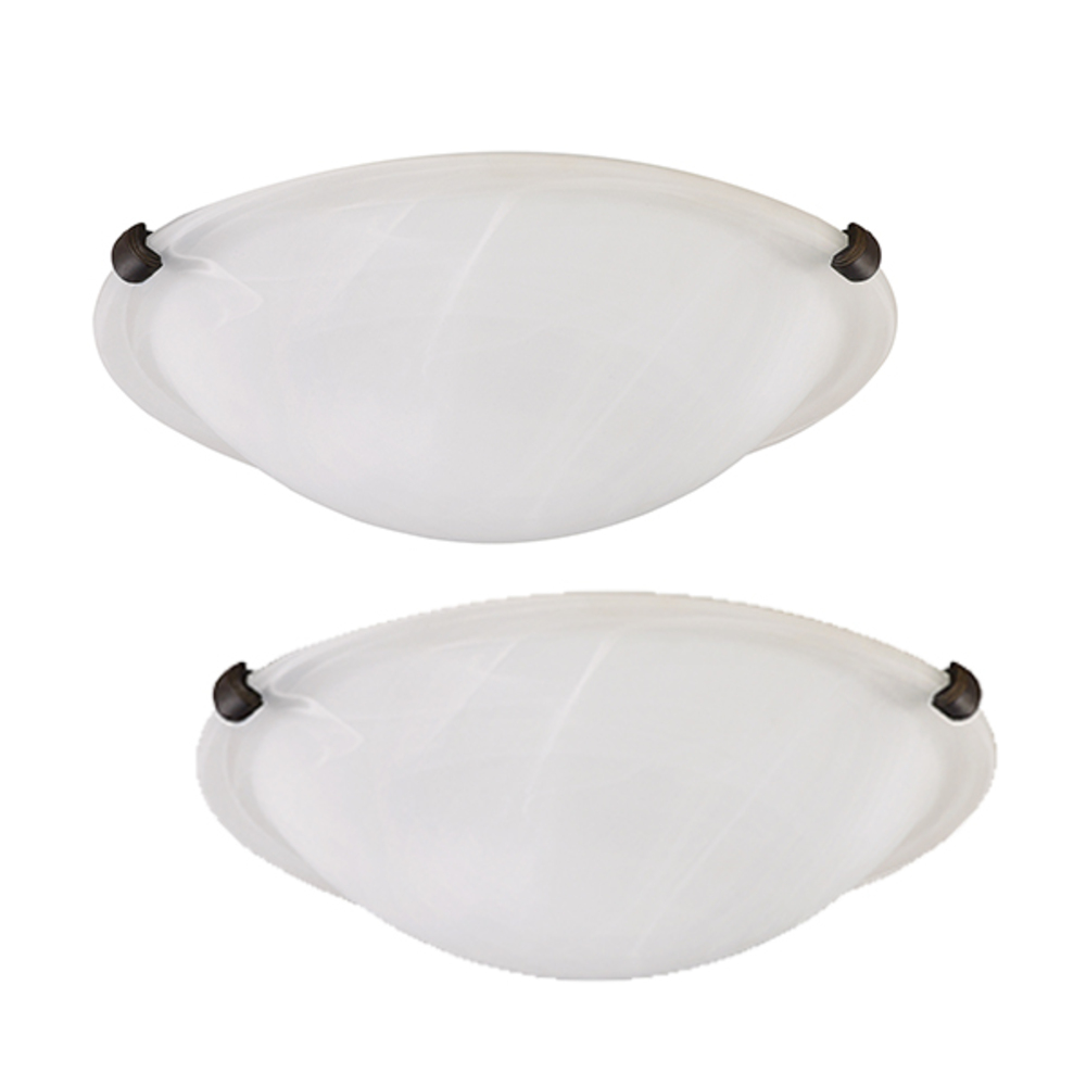 Fmount, Twinpack, 12" 2 Bulb Clip Flushmount, Alabaster Glass, 60W Type A