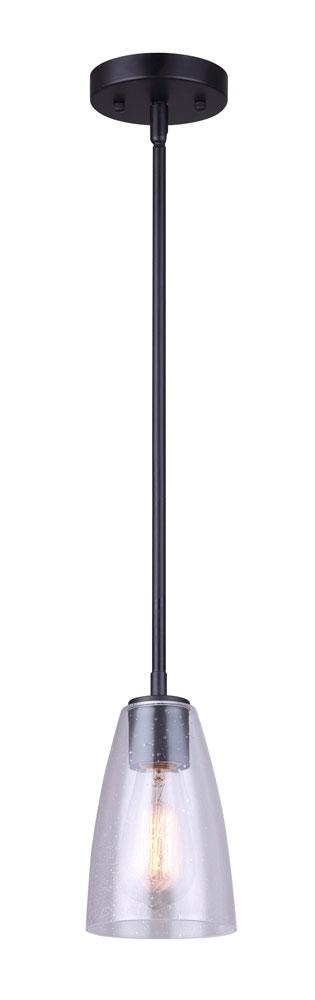 KONA, MBK Color, 1 Lt Rod Pendant, Seeded Glass, 100W Type A, 4.75" W x 10.75 - 58.75" H