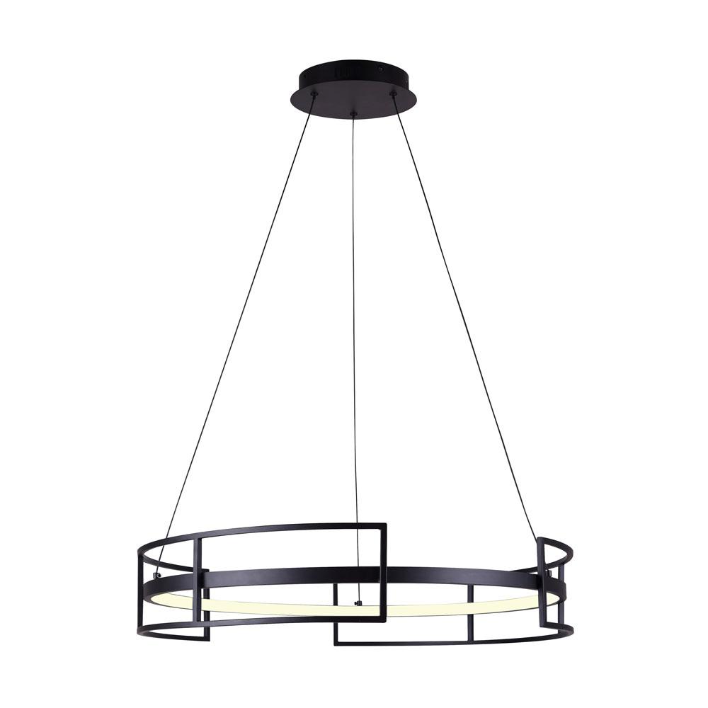 AMORA, LCH231A24BK, 24" Width Cable LED Chandelier, Silicone Rubber, Dimmable, 1650 Lumens