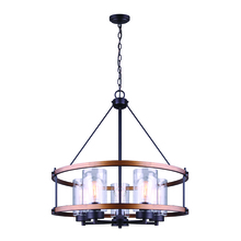 Canarm ICH740A05RBB24 - CANMORE, ORB + Brushed wood effect Color, 5 Lt 24" Chain Chandelier, Clear Glass, 100W Type A
