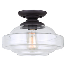 Canarm IFM459B13ORB - CHICAGO, 1 Lt Flush Mount, Clear Glass, 100W Type A, 12 1/2" W x 9 1/4" H, Easy Connect Incl