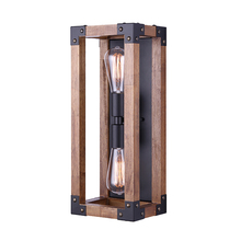 Canarm IWF756A02BKW - MOSS, MBK + Real Wood Color, 2 Lt Wall Fixture, 60W Type A, Eash Connect Included
