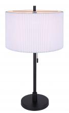 Canarm ITL288A24BK - CARMYNN, ITL288A24BK, MBK Color, 1 Lt Table Lamp, White Ribbed Shade, 60W Type A