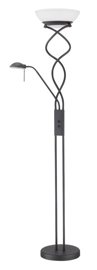 TWIST+ series 72 in. Black Torchiere Floor Lamp with Reading Light