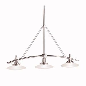 Structures 37" 3 Light Halogen Linear Chandelier with Satin Etched Glass in Brushed Nickel