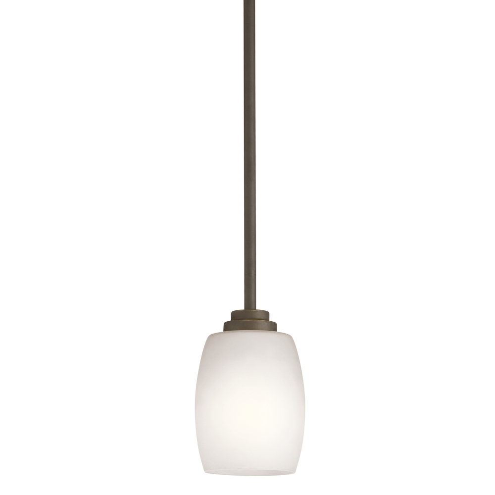 Eileen 8" 1 Light Mini Pendant with Satin Etched Cased Opal Glass in Olde Bronze®