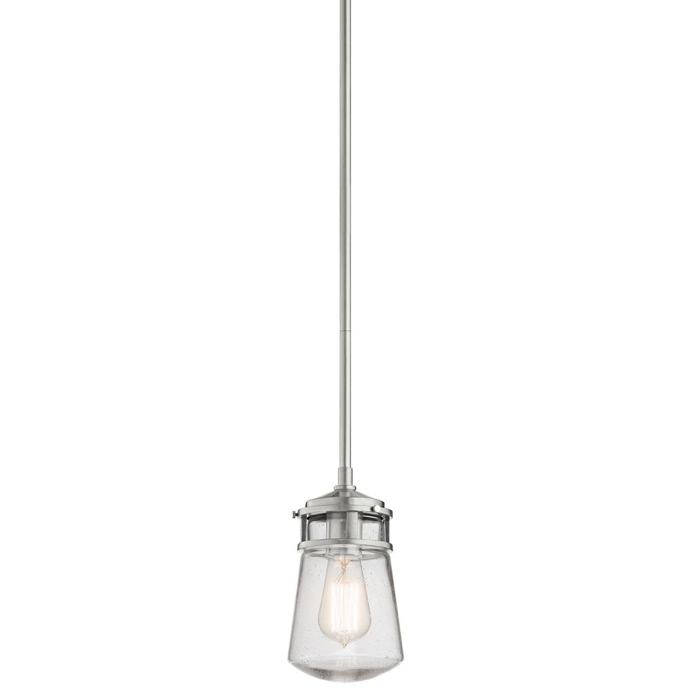 Lyndon 9.5" 1 Light Pendant with Clear Seeded Glass Brushed Aluminum