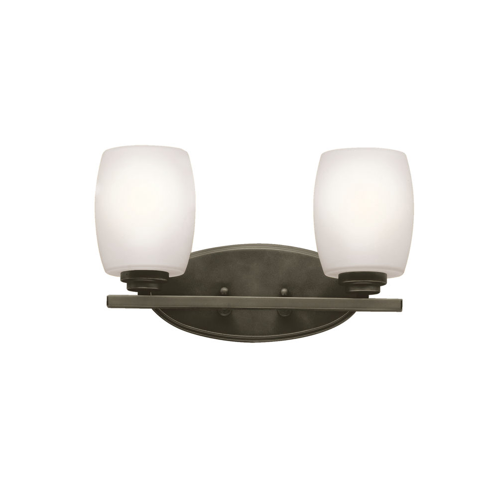 Eileen 14.25" 2 Light Vanity Light with Satin Etched Cased Opal Glass in Olde Bronze®