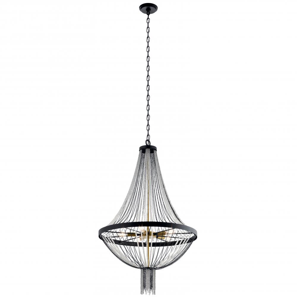 Alexia 39.5" 5 Light Chandelier with Crystal Beads in Textured Black