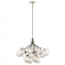 Kichler 52701PN - Silvarious 30 Inch 12 Light Convertible Chandelier with Clear Crackled Glass in Polished Nickel