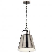 Kichler 52710CLP - Etcher 13 Inch 1 Light Pendant with Etched Painted White Glass Diffuser in Classic Pewter