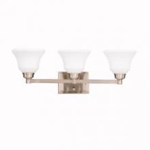 Kichler 5390NI - Langford 26.25" 3 Light Vanity Light with Satin Etched White Glass in Brushed Nickel