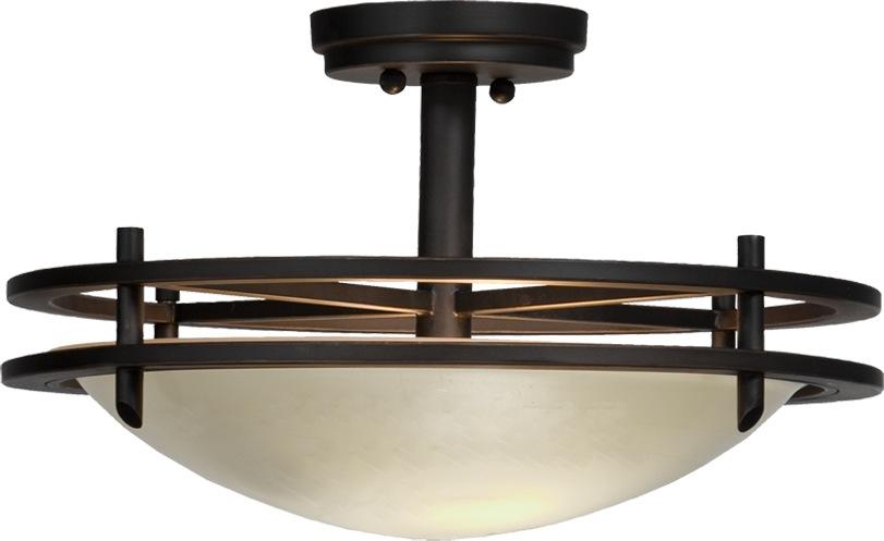 Two Light Light Carmelized Glass Oil Rubbed Bronze Bowl Semi-Flush Mount