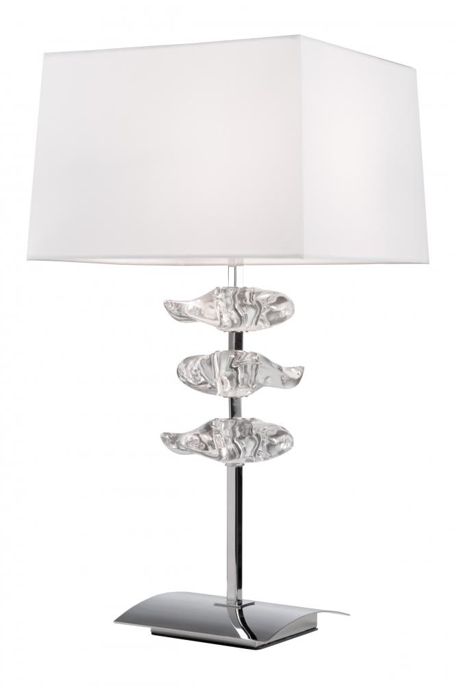 Two Light Chrome White Square Natural Fibre Shade Table Lamp