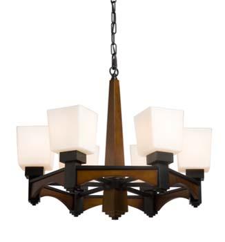 Six Light Mid Tone With Black Up Chandelier