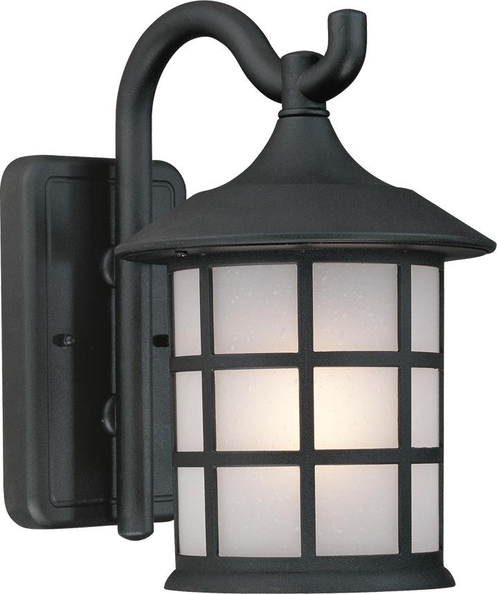 One Light Black White Seeded Glass Wall Lantern