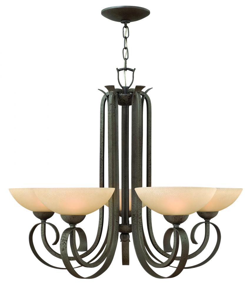 Five Light Forged Iron Up Chandelier