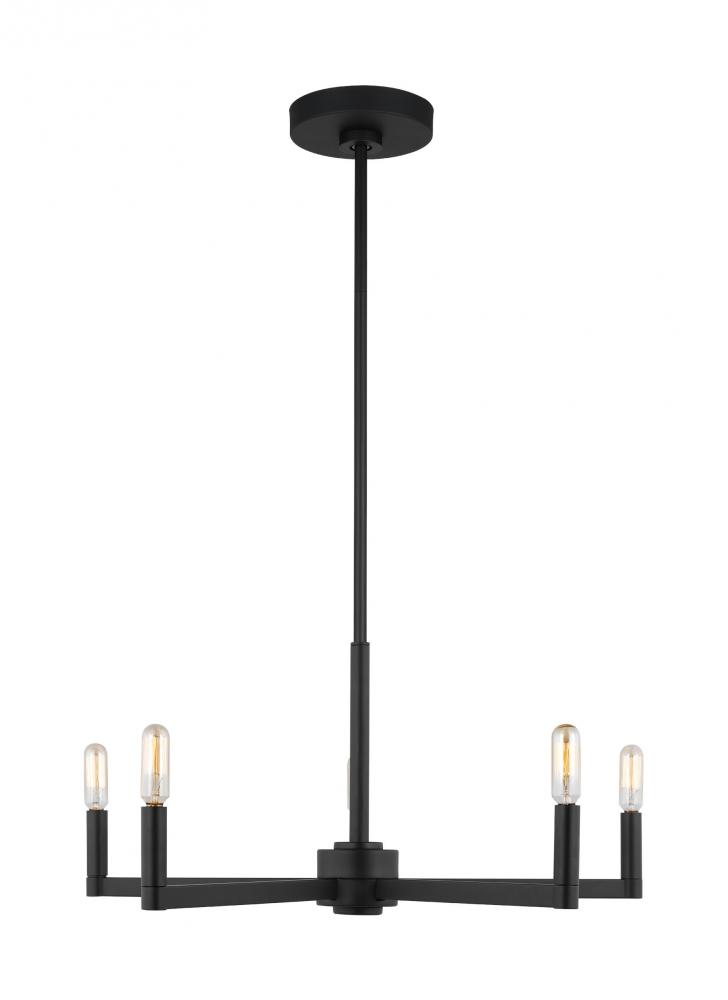 Fullton modern 5-light LED indoor dimmable chandelier in midnight black finish