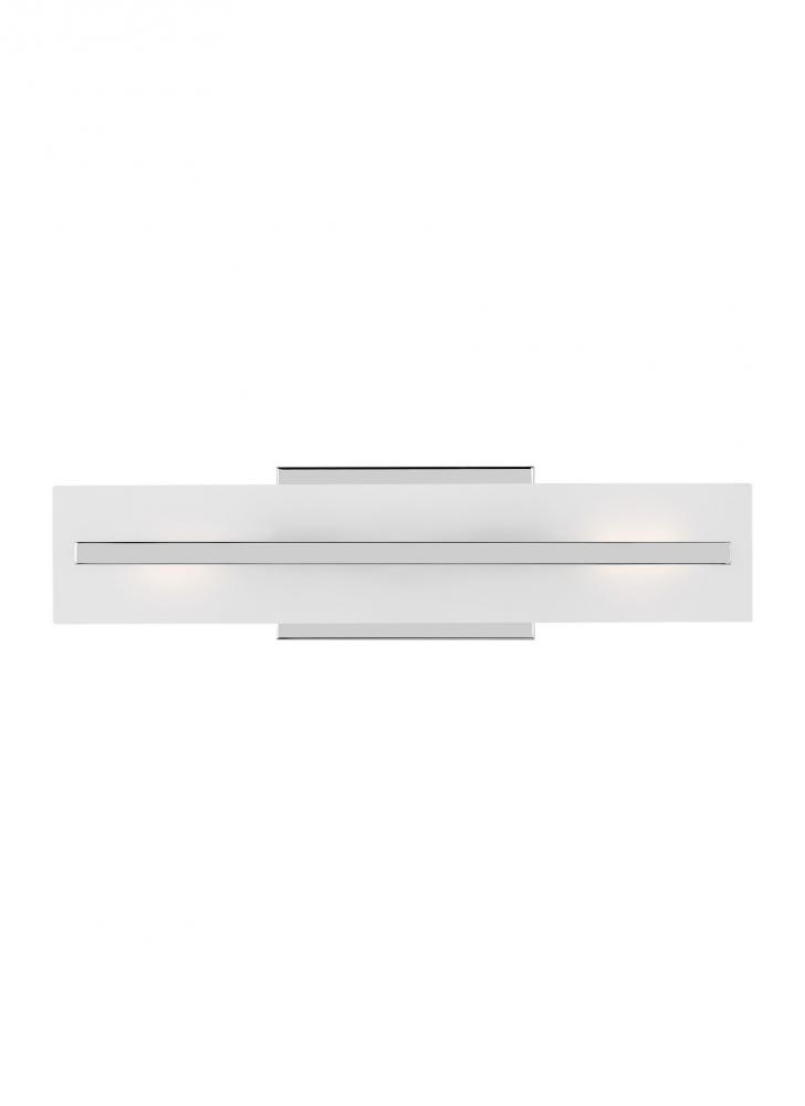 Dex contemporary 2-light indoor dimmable small bath vanity wall sconce in chrome finish with satin e