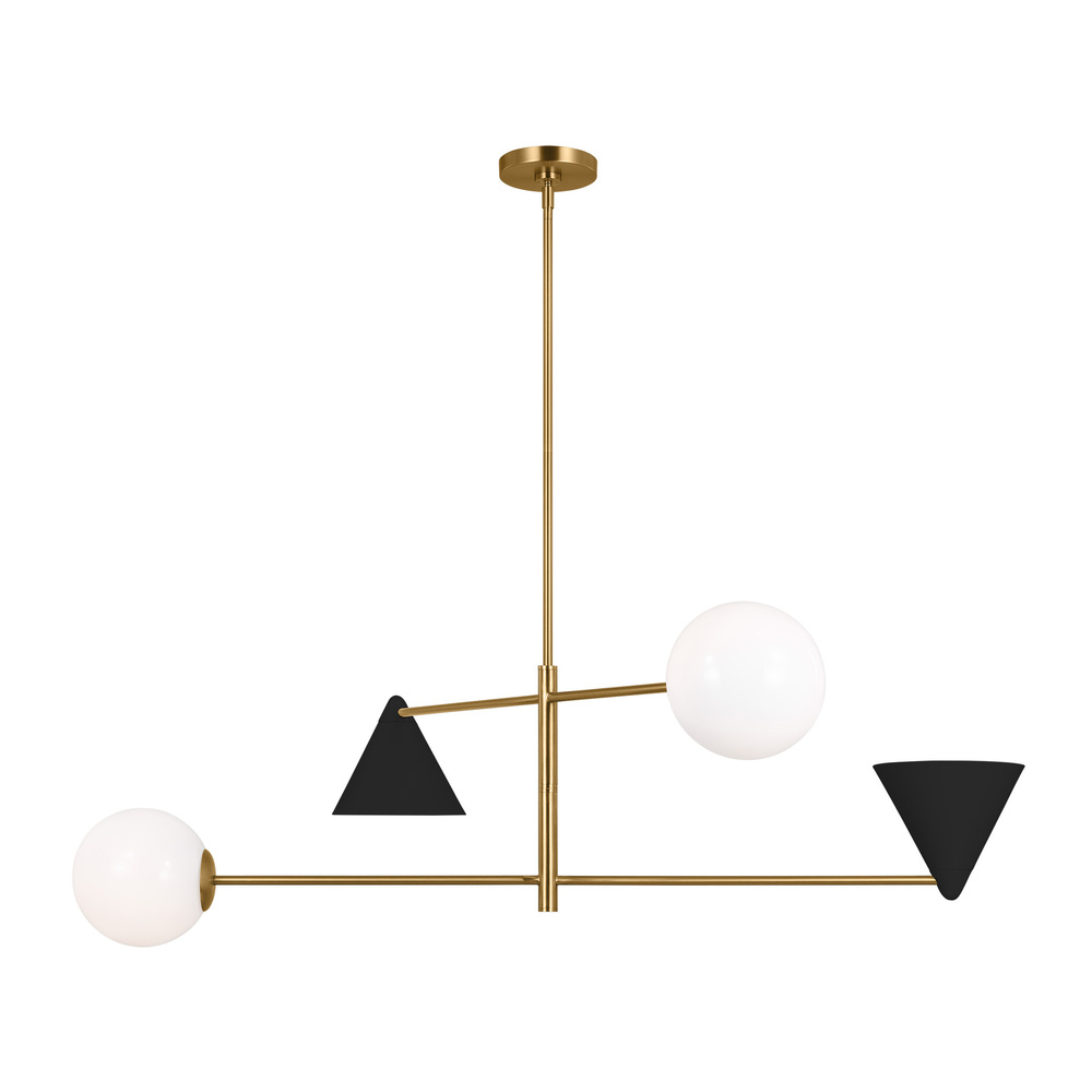 Cosmo mid-century modern 4-light indoor dimmable extra large ceiling chandelier in burnished brass g