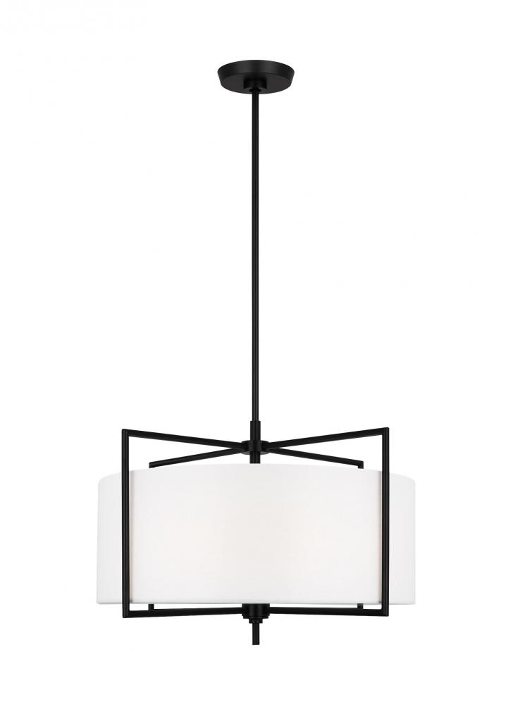 Perno midcentury 4-light indoor dimmable medium hanging shade ceiling pendant in aged iron grey fini