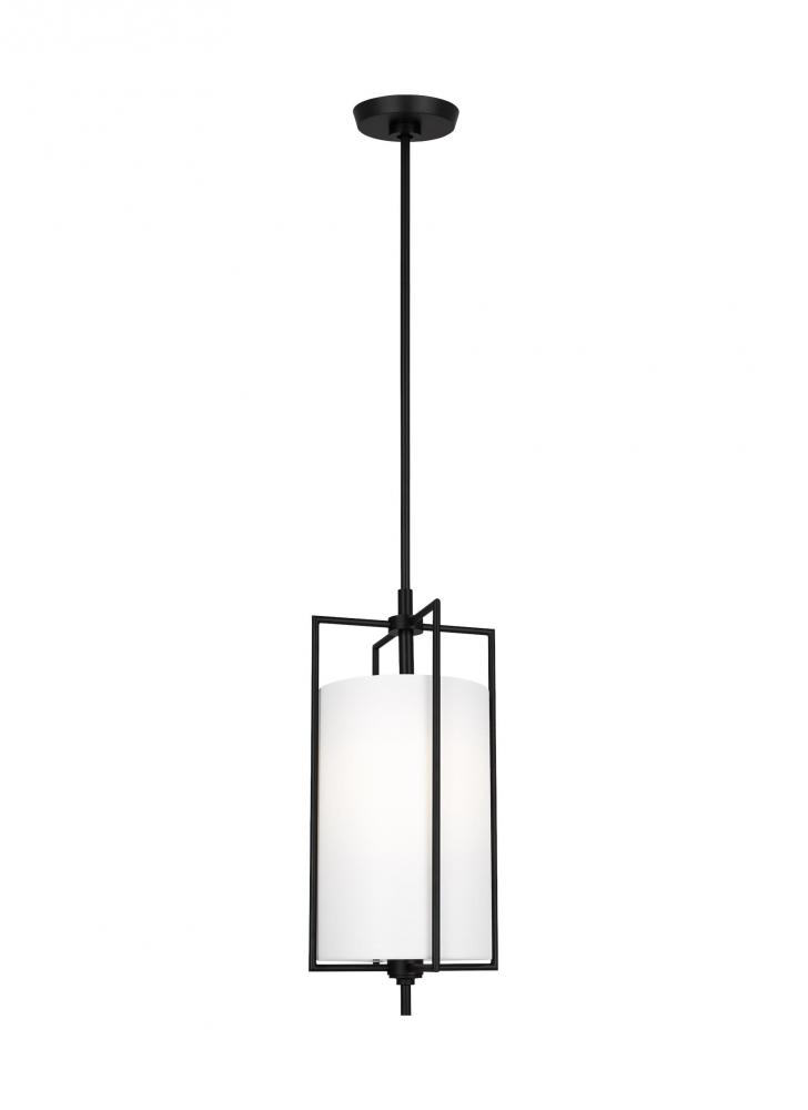 Perno midcentury 1-light indoor dimmable small hanging shade ceiling pendant in aged iron grey finis