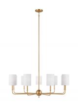 Visual Comfort & Co. Studio Collection 3109309-848 - Foxdale transitional 9-light indoor dimmable chandelier in satin brass gold finish with white linen