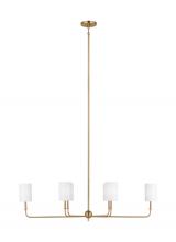 Visual Comfort & Co. Studio Collection 3609306EN-848 - Foxdale transitional 6-light LED indoor dimmable linear chandelier in satin brass gold finish with w