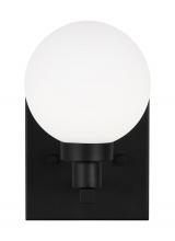 Visual Comfort & Co. Studio Collection 4161601-112 - Clybourn modern 1-light indoor dimmable bath vanity wall sconce in midnight black finish with white