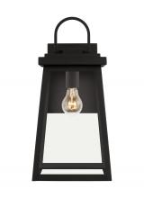 Visual Comfort & Co. Studio Collection 8748401EN7-12 - Founders modern 1-light LED outdoor exterior large wall lantern sconce in black finish with clear gl
